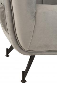 Fauteuil Velours Lounge Gris Clair