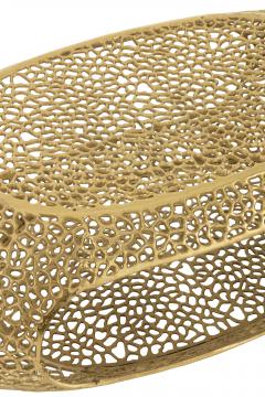 Table Basse Corail Ovale Aluminium Doré