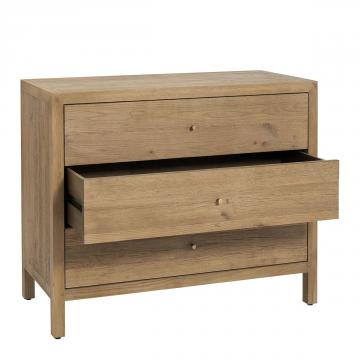 Commode Marcelle 3 Tiroirs Chêne Clair Blanc d'Ivoire