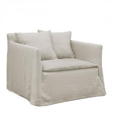 Fauteuil Gabriel Lin Mélangé Naturel Blanc d'Ivoire