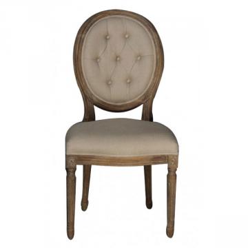 Chaise Médaillon Capitonnée Tissu Lin