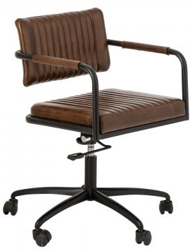 Chaise Bureau Réglable Cuir Marron Indus Vintage