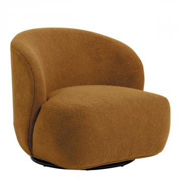 Fauteuil Lisette Bouclette Curry Pivotant Blanc d'Ivoire