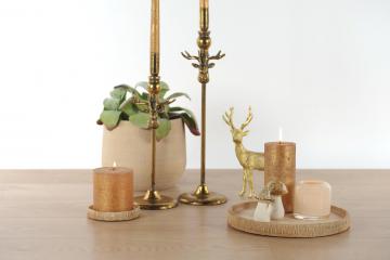 Bougeoir Chandelier Cerf Doré Vieilli PM