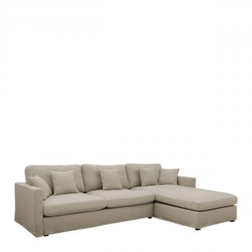 Canapé Méridienne Réversible Angie 100% Lin Beige Blanc d'Ivoire