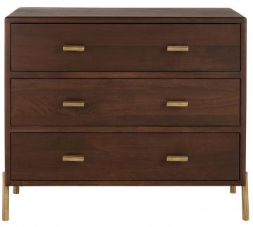Commode 3 Tiroirs Victor Finition Noyer Blanc d'Ivoire