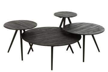 S/4 Tables Rondes Teck Recyclé Noir