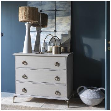 Commode 3 Tiroirs Gabrielle Taupe Blanc d'Ivoire
