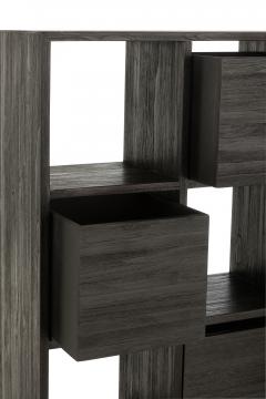 Cabinet Etagère Tiroirs Teck Noir Recyclé