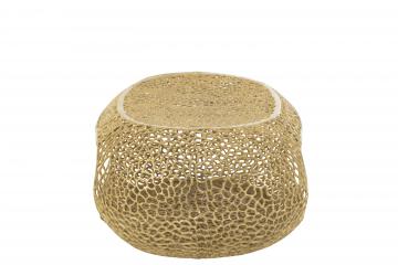 Table Basse Corail Ovale Aluminium Doré