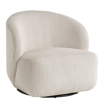 Fauteuil Lisette Velours Côtelé Crème