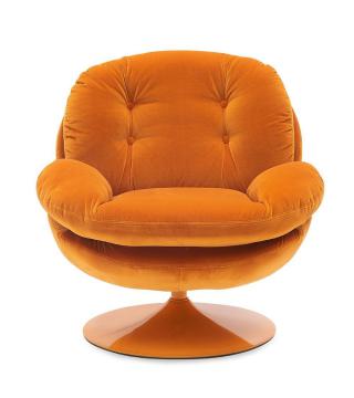 Fauteuil Memento Velours Uni Orange NOUVEAU