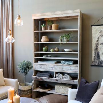 Bibliothèque Etagère Pin Recyclé Naturel