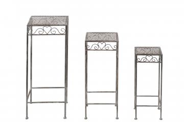 S/3 Tables d'appoint de Jardin Métal Gris (Outdoor)