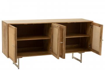 Buffet Bas Weaving 4 Portes Bois Rotin Naturel