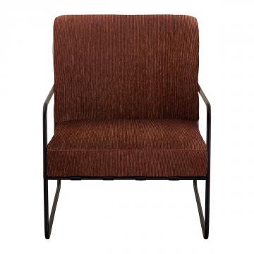 Fauteuil Gaspard Velours Côtelé Brique Blanc d'Ivoire