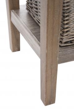 Console 2 Tiroirs 3 Paniers Osier Bois Naturel Grisé