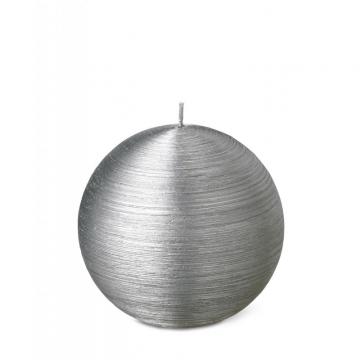 Bougie Ronde Striée Argent D8cm