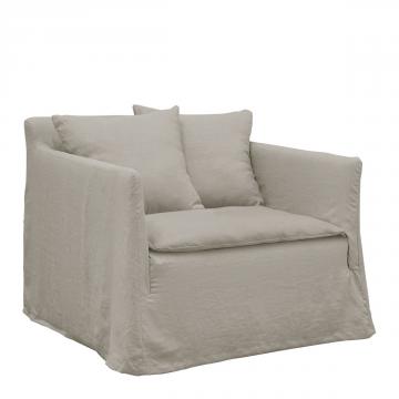 Fauteuil Gabriel Lin Mélangé Gris Clair Blanc d'Ivoire