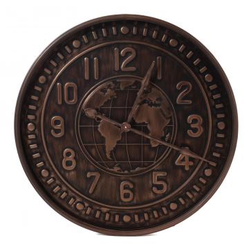 Horloge Monde Métal Marron Vieilli