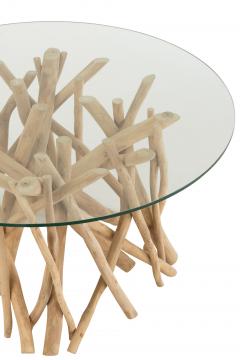 Table Basse de Salon Branches de Teck Naturel