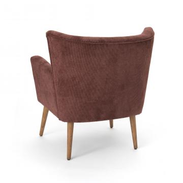 Fauteuil Velours Côtelé Marron Léon