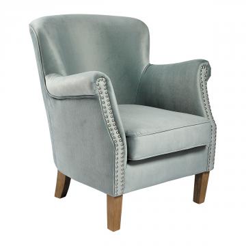 Fauteuil Claude Velours Sauge Blanc d'Ivoire