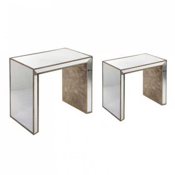 S/2 Tables Gigognes Bois Miroir