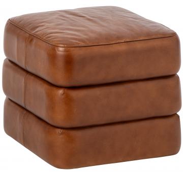 Pouf Cuir Camel Indus Vintage