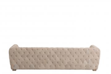Canapé Suède Velours Capitonné Beige 241cm