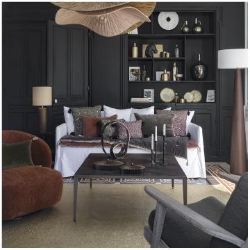 Futon Matteo Velours / Lin Gris Charbon 180x80 Blanc d'Ivoire