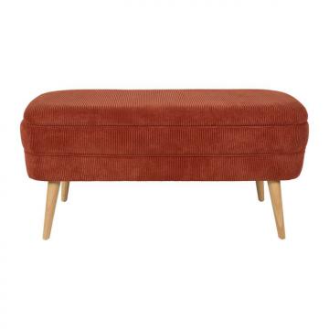 Banc Coffre Eléonore Velours Côtelé Terracotta