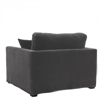 Fauteuil Angie Velours Gris Foncé Blanc d'Ivoire