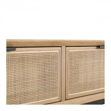 Console Augustin 2 Tiroirs Chêne Cannage Naturel Blanc d'Ivoire