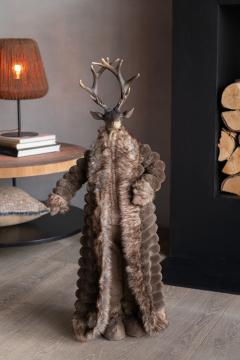 Cerf Debout Veste Rembourrée Brun H76cm