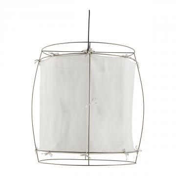 Suspension Jade Tissu Blanc Métal Doré GM