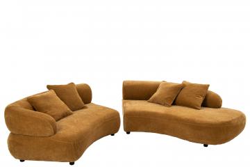 Canapé Contemporain 4/5 Places Velours Moutarde