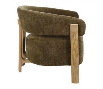 Fauteuil Taijo Velours Kaki Frêne Naturel