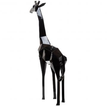 Statue Girafe Origami Noir Brillant 140cm (Outdoor)