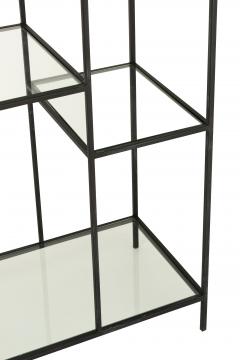 Etagère 2 Parties Cercle Métal Noir Verre