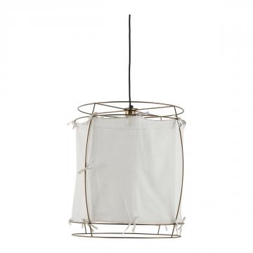 Suspension Jade Tissu Blanc Métal Doré PM