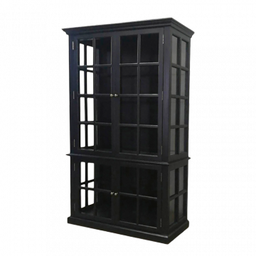 Armoire Vitrine Marseille 4 Portes Vitrées Bois Noir