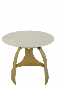 Bout de Canapé Marbre Blanc Aluminium Doré PM