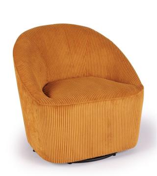 Fauteuil Pivotant Viby Velours Ocre Athezza -NEW-