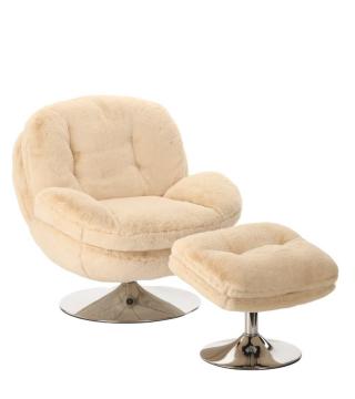 Fauteuil Memento Fausse Fourrure Blanc Athezza