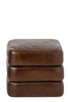 Pouf Cuir Marron Indus Vintage