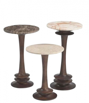S/3 Bouts de Canapé Positano Marbre Bois -NEW-