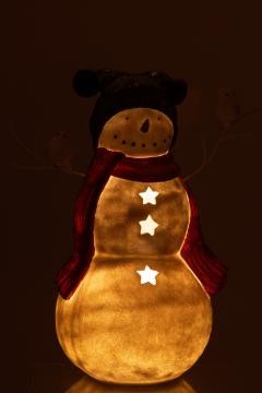 Bonhomme de Neige Led Oiseaux Rouge Vert H50cm