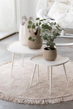 Tapis Rond Franges Coton Beige Clair ø150cm