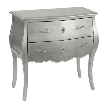 Commode Sauteuse 2 Tiroirs Murano New Silver